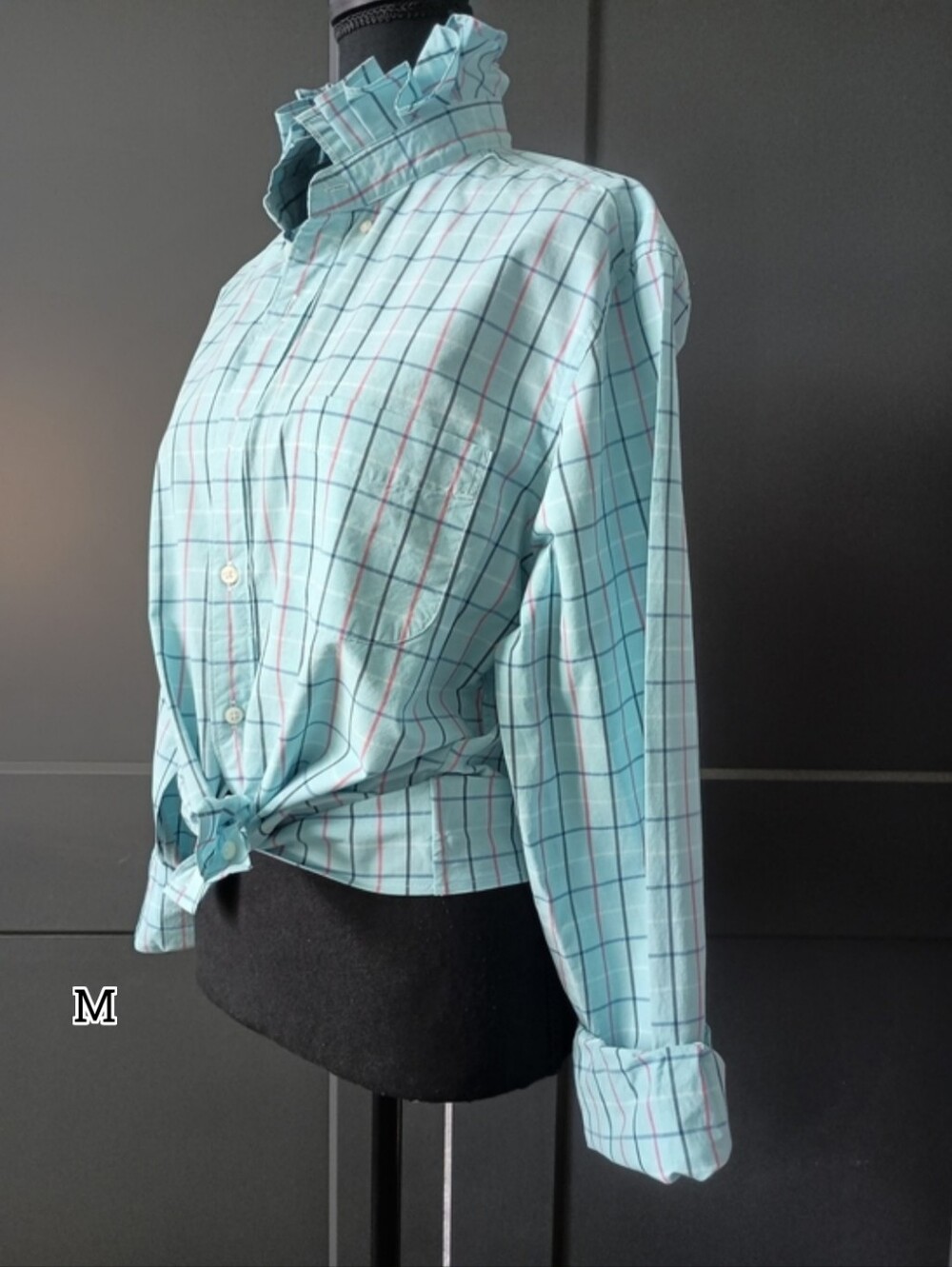Upcycled Women's J Crew Ruffle Collar Shirt #112